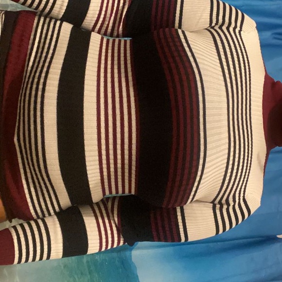 Maroon stripped sweater with turtle neck - Picture 2 of 4